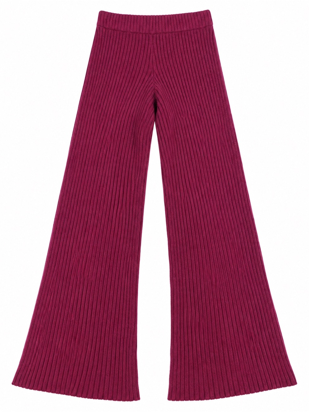 Sincerely Jules Ribbed Wide Leg Pants Size L Burgundy Berry Knit